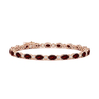 ANGARA OVAL GARNET TENNIS BRACELET WITH GYPSY DIAMONDS