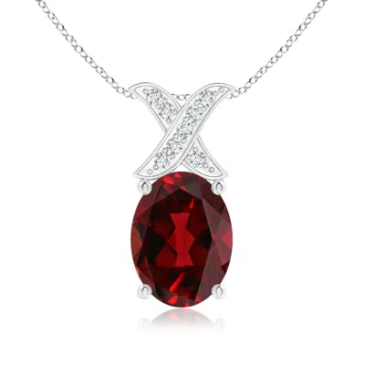 ANGARA OVAL GARNET XO PENDANT WITH DIAMONDS