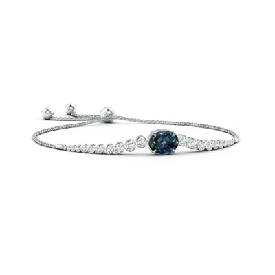 ANGARA OVAL LAB-GROWN ALEXANDRITE BOLO BRACELET WITH BEZEL DIAMONDS