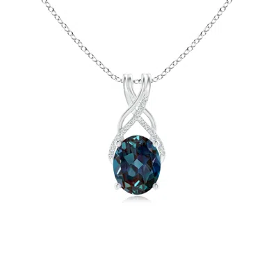 ANGARA OVAL LAB-GROWN ALEXANDRITE CRISS CROSS PENDANT WITH DIAMONDS