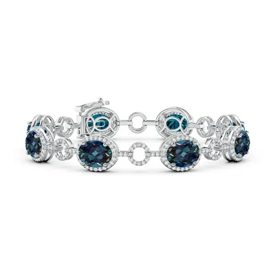 ANGARA OVAL LAB-GROWN ALEXANDRITE HALO OPEN CIRCLE LINK BRACELET