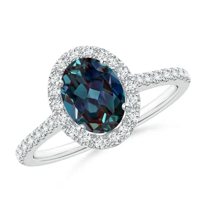 ANGARA OVAL LAB-GROWN ALEXANDRITE HALO RING WITH DIAMOND ACCENTS