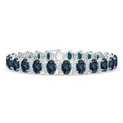 ANGARA OVAL LAB-GROWN ALEXANDRITE STACKABLE BRACELET WITH SWIRL DIAMOND LINKS