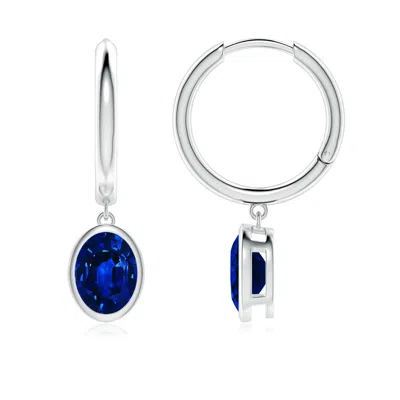 ANGARA OVAL LAB-GROWN BLUE SAPPHIRE HOOP DROP EARRINGS
