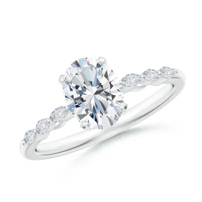 ANGARA OVAL LAB-GROWN DIAMOND ENGAGEMENT RING WITH MARQUISE ACCENTS