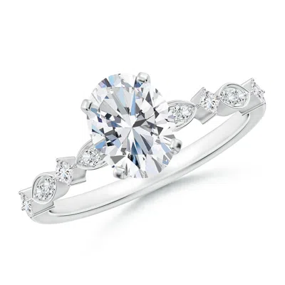 ANGARA OVAL LAB-GROWN DIAMOND ENGAGEMENT RING WITH MARQUISE MOTIFS