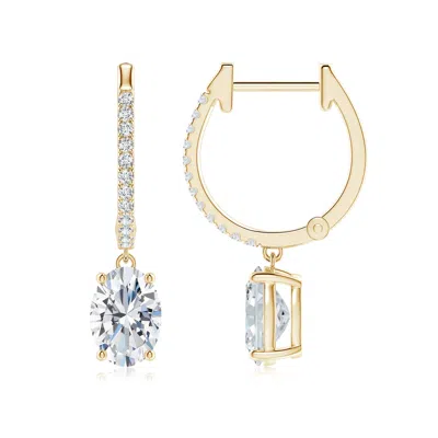 ANGARA OVAL LAB-GROWN DIAMOND HOOP DROP EARRINGS WITH ACCENTS