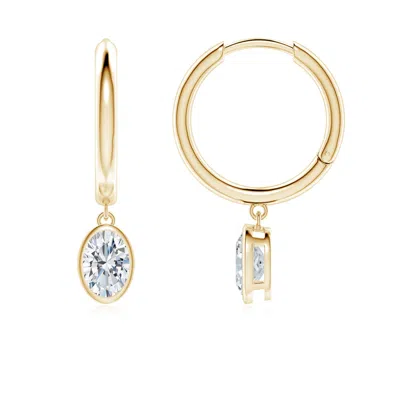 ANGARA OVAL LAB-GROWN DIAMOND HOOP DROP EARRINGS