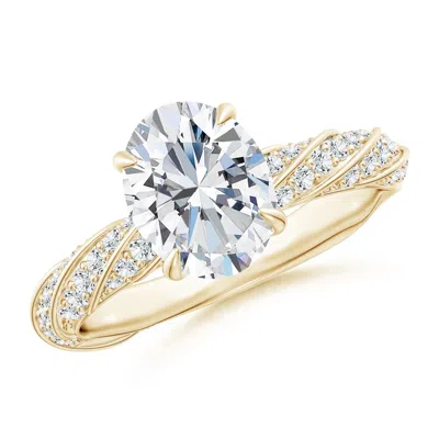 ANGARA OVAL LAB-GROWN DIAMOND TWISTED ROPE SHANK ENGAGEMENT RING