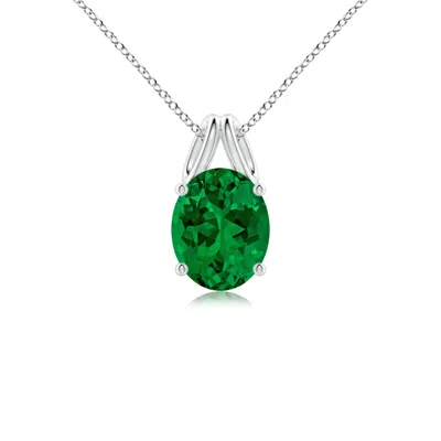 ANGARA OVAL LAB-GROWN EMERALD SOLITAIRE PENDANT