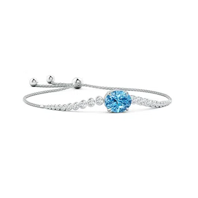 ANGARA OVAL LAB-GROWN FANCY INTENSE BLUE DIAMOND BOLO BRACELET WITH BEZEL ACCENTS