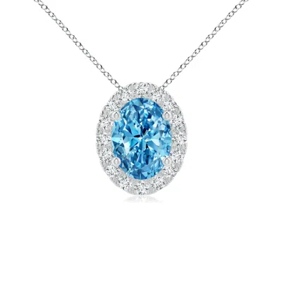 ANGARA OVAL LAB-GROWN FANCY INTENSE BLUE DIAMOND HALO PENDANT