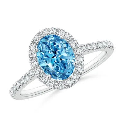 ANGARA OVAL LAB-GROWN FANCY INTENSE BLUE DIAMOND HALO RING