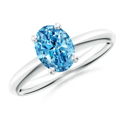 ANGARA OVAL LAB-GROWN FANCY INTENSE BLUE DIAMOND SOLITAIRE KNIFE-EDGE SHANK ENGAGEMENT RING