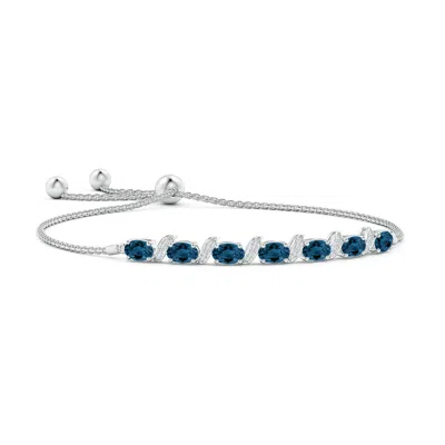 ANGARA OVAL LONDON BLUE TOPAZ BOLO BRACELET WITH PAVE-SET DIAMONDS