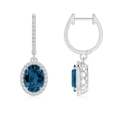 ANGARA OVAL LONDON BLUE TOPAZ DANGLE EARRINGS WITH DIAMONDS