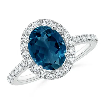 ANGARA OVAL LONDON BLUE TOPAZ HALO RING WITH DIAMOND ACCENTS
