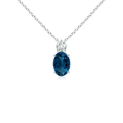 ANGARA OVAL LONDON BLUE TOPAZ SOLITAIRE PENDANT WITH DIAMOND