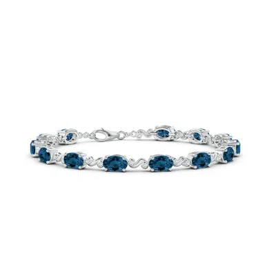 ANGARA OVAL LONDON BLUE TOPAZ SWIRL BRACELET WITH BEZEL DIAMONDS