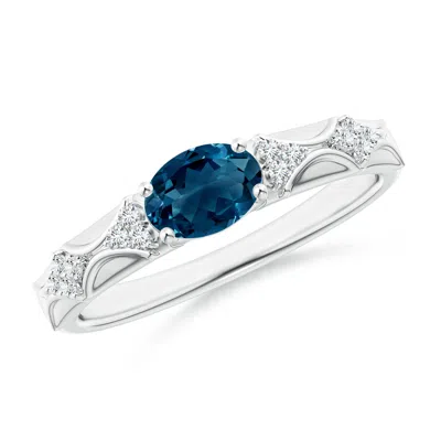 ANGARA OVAL LONDON BLUE TOPAZ VINTAGE STYLE RING WITH DIAMOND ACCENTS