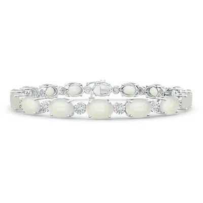 ANGARA OVAL MOONSTONE STACKABLE BRACELET WITH ILLUSION DIAMONDS