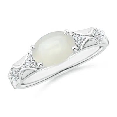 ANGARA OVAL MOONSTONE VINTAGE STYLE RING WITH DIAMOND ACCENTS