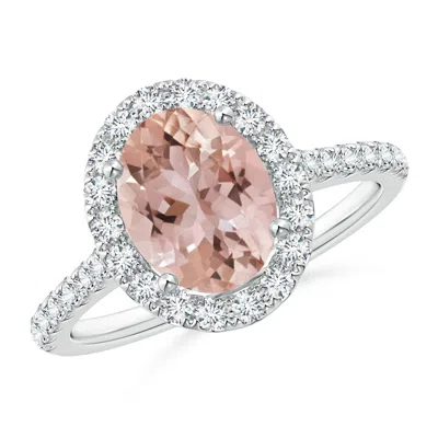 ANGARA OVAL MORGANITE HALO RING WITH DIAMOND ACCENTS