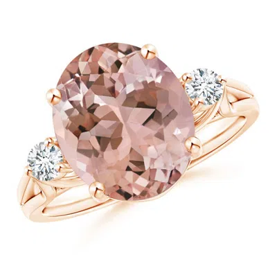 ANGARA OVAL MORGANITE LOOP SHANK RING WITH TINY DIAMONDS