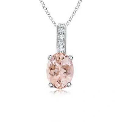 ANGARA OVAL MORGANITE SOLITAIRE PENDANT WITH DIAMOND BALE