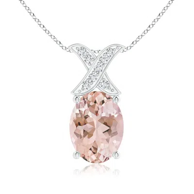 ANGARA OVAL MORGANITE XO PENDANT WITH DIAMONDS