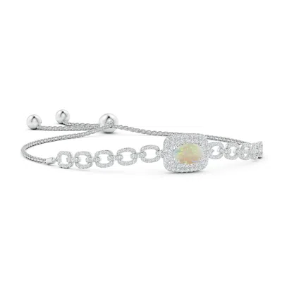 ANGARA OVAL OPAL AND DIAMOND CHAIN LINK BOLO BRACELET