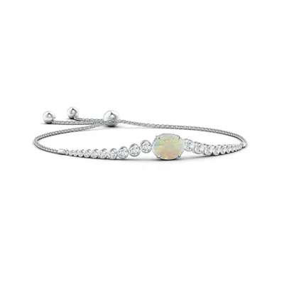 ANGARA OVAL OPAL BOLO BRACELET WITH BEZEL DIAMONDS