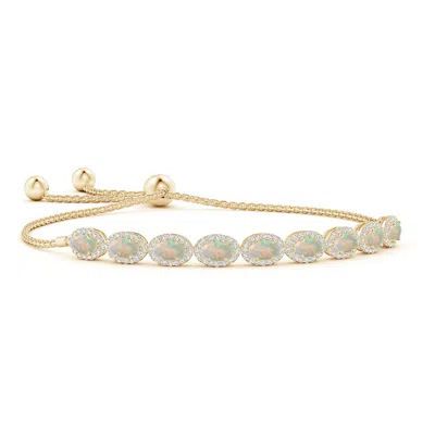 ANGARA OVAL OPAL BOLO BRACELET WITH DIAMOND HALO