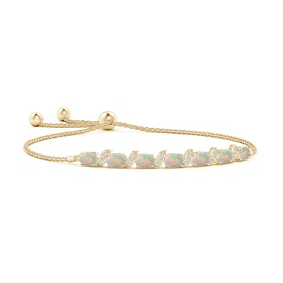 ANGARA OVAL OPAL BOLO BRACELET WITH PAVE-SET DIAMONDS