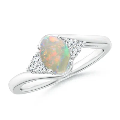 ANGARA OVAL OPAL BYPASS RING WITH TRIO DIAMOND ACCENTS