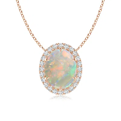 ANGARA OVAL OPAL ELLIPSE HALO PENDANT