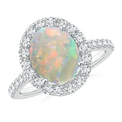 ANGARA OVAL OPAL HALO RING WITH DIAMOND ACCENTS