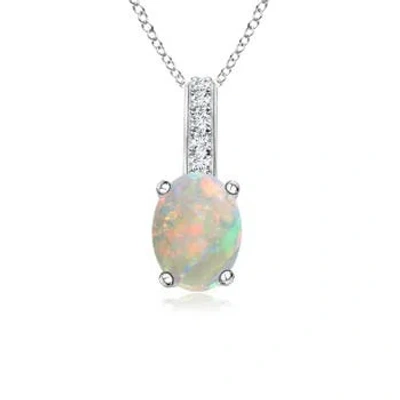 ANGARA OVAL OPAL SOLITAIRE PENDANT WITH DIAMOND BALE