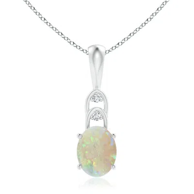 ANGARA OVAL OPAL SOLITAIRE PENDANT WITH DIAMONDS