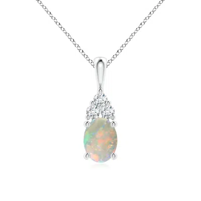 ANGARA OVAL OPAL SOLITAIRE PENDANT WITH TRIO DIAMOND