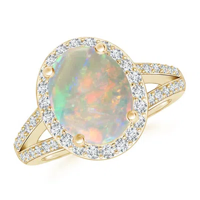 ANGARA OVAL OPAL SPLIT SHANK HALO RING