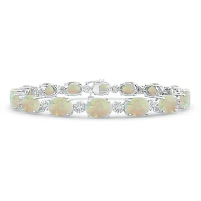 ANGARA OVAL OPAL STACKABLE BRACELET WITH ILLUSION DIAMONDS
