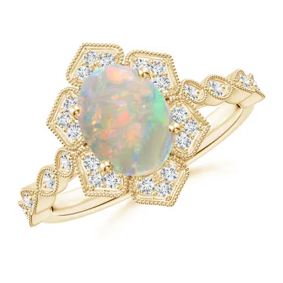 ANGARA OVAL OPAL TRILLIUM FLORAL SHANK RING