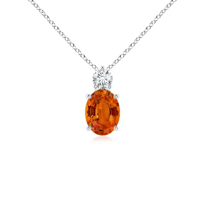 ANGARA OVAL ORANGE SAPPHIRE SOLITAIRE PENDANT WITH DIAMOND