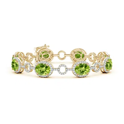 ANGARA OVAL PERIDOT HALO OPEN CIRCLE LINK BRACELET