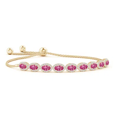 ANGARA OVAL PINK SAPPHIRE BOLO BRACELET WITH DIAMOND HALO