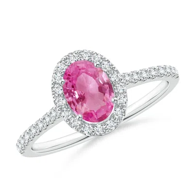 ANGARA OVAL PINK SAPPHIRE HALO RING WITH DIAMOND ACCENTS