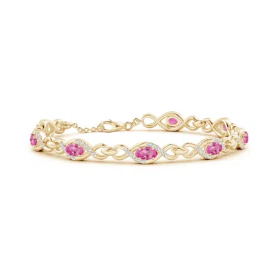 ANGARA OVAL PINK SAPPHIRE INFINITY LINK BRACELET WITH DIAMONDS