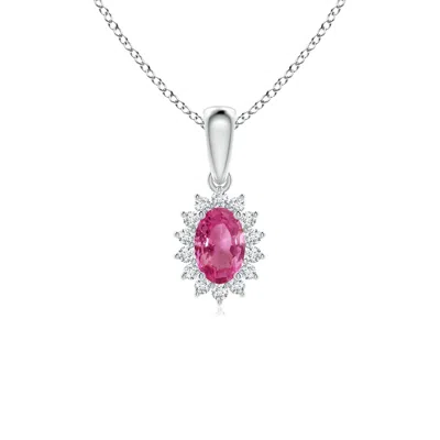 ANGARA OVAL PINK SAPPHIRE PENDANT WITH FLORAL DIAMOND HALO