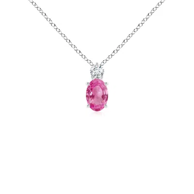 ANGARA OVAL PINK SAPPHIRE SOLITAIRE PENDANT WITH DIAMOND